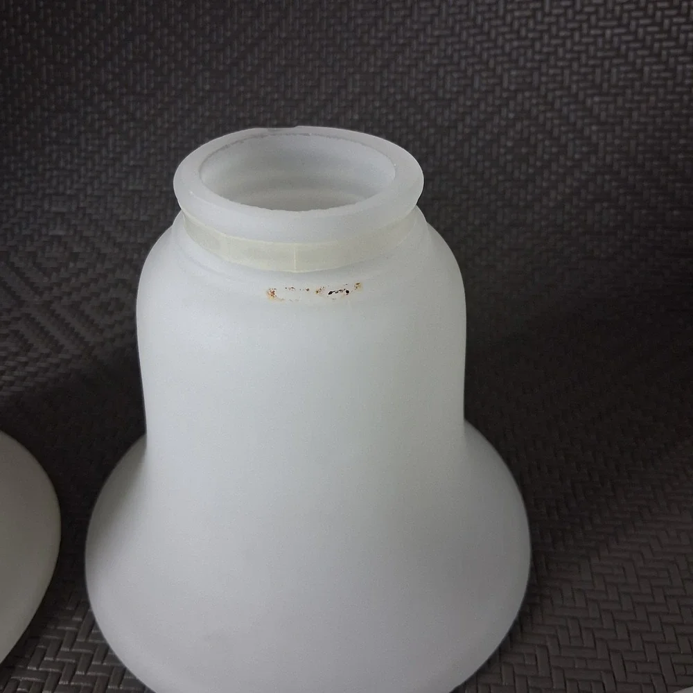Set of 3 Frosted White Glass Bell Lamp Shades Ceiling Fan Shades 2-1/8